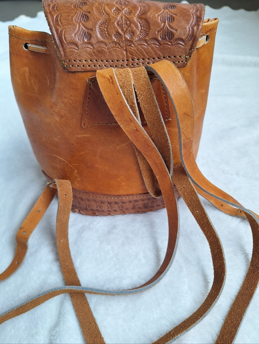 โจ VTG Nicaragua Hand Tooled Leather Mini Backpack โจ - Picture 7 of 12